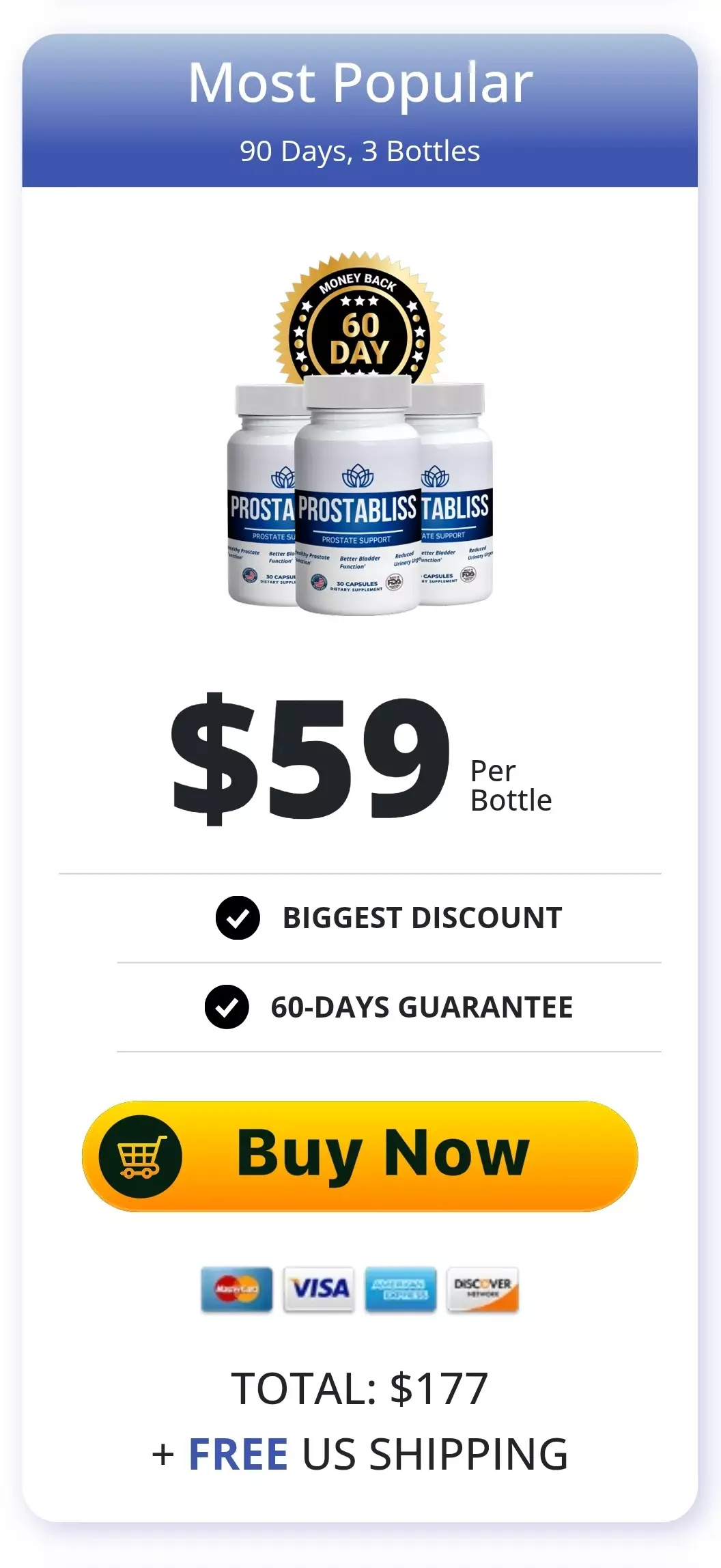 Prostabliss™ 3 bottles pricing